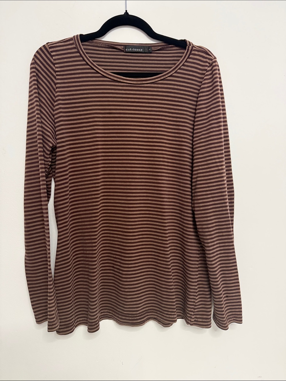 cut loose Brown and Tan Striped Long Sleeve Top